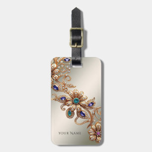 Étiquette À Bagage Élégant étiquette de bagage Fleurs de bijou en or