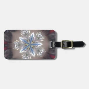 Étiquette À Bagage Élégant Festif Star de Noël Bleu brillant Blanc