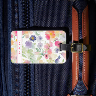 Étiquette À Bagage Élégant floral chic élégant fille bagage étiquette