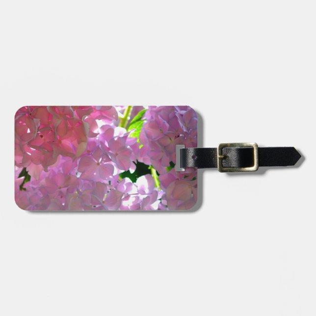 Étiquette À Bagage Elégant flores rose douce hydrangée rose rose (Devant horizontal)
