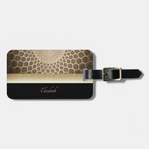 Étiquette À Bagage Elegant Glitter Arabesque Or - Personnalisé