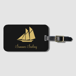 Étiquette À Bagage Elégant Golden Sailing Yacht