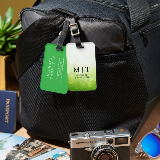 Étiquette À Bagage Elegant Green Light geometric Background (Recto & Verso)