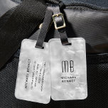 Étiquette À Bagage Élégant Gris Gris Liquide Texture d'encre<br><div class="desc">Tag de bagage de texture d'encre liquide monogramme grise personnalisée.</div>