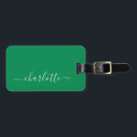 Étiquette À Bagage Élégant Kelly Green Script Nom personnalisé<br><div class="desc">Élégant Kelly Green Script Nom de bagage personnalisé Balise</div>
