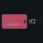 Étiquette À Bagage Élégant Magenta Script Nom personnalisé<br><div class="desc">Élégant Magenta Script Nom de la valise personnalisée</div>
