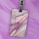 Étiquette À Bagage Elégant marbre violet lavande avec veines de Parti<br><div class="desc">Améliorez votre style de voyage avec cette étonnante étiquette à bagages personnalisable. Le design se compose d'un marbre de lavande violette qui imite la beauté naturelle de la pierre, créant un look sophistiqué et élégant. Des veines et des tourbillons de parties scintillant complexes traversent la motif en marbre, apportant une...</div>