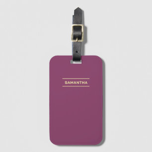 Étiquette À Bagage Elegant Mauve avec nom