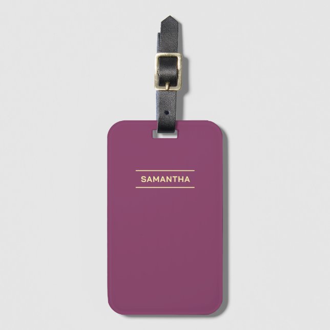 Étiquette À Bagage Elegant Mauve avec nom (Devant Vertical)