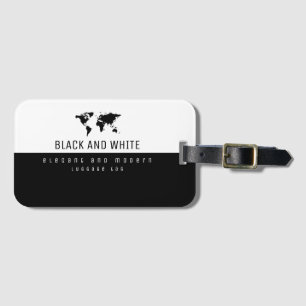 Étiquette À Bagage élégant minimaliste moderne noir et blanc luggag