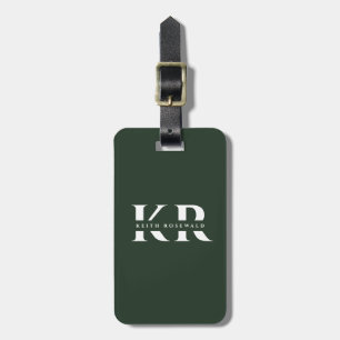 Étiquette À Bagage Élégant minimaliste Monogramme Forêt Voyage vert