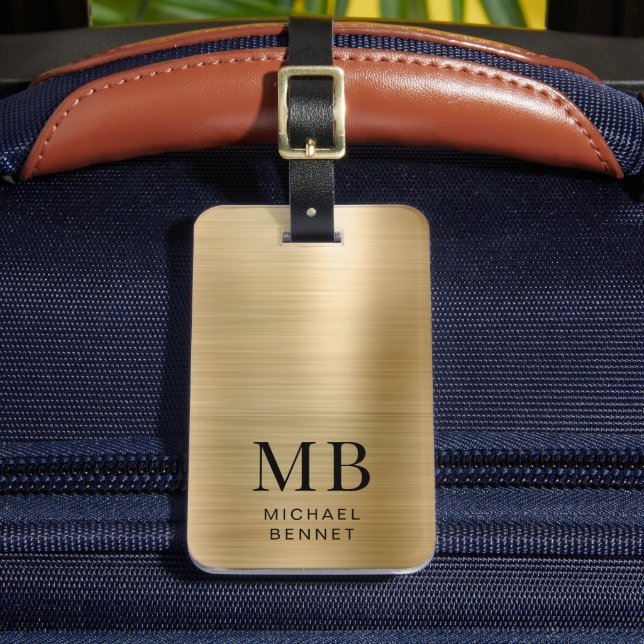 Étiquette À Bagage Élégant Monogram Gold (Insitu Rectoal 2)