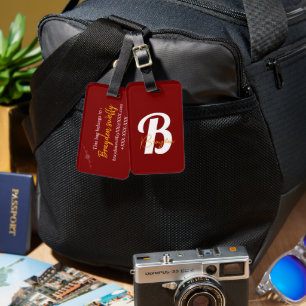 Étiquette À Bagage Élégant Monogramme Accessoire de voyage élégant -