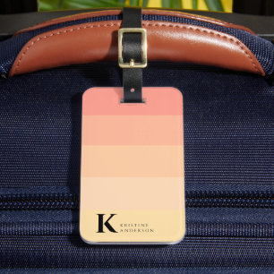Étiquette À Bagage Élégant Monogramme classique Ombre Peach