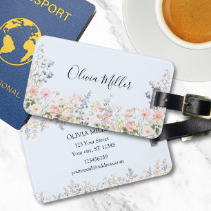 Étiquette À Bagage Élégant Monogramme Jardin Floral Fleur Coloré