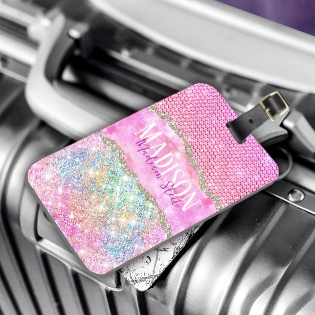 Étiquette À Bagage Élégant monogramme l monogramme de parties scintil (Créateur téléchargé)