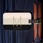 Étiquette À Bagage Élégant monogramme noir beige rose<br><div class="desc">Élégant monogramme noir beige rose ceint féminin étiquette bagages. Facile à customiser avec vos propres informations. Facile à customiser police et couleurs.</div>