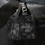 Étiquette À Bagage Élégant Monogramme Noir Blanc<br><div class="desc">Tag de bagage noir blanc monogrammé Elégant personnalisé.</div>