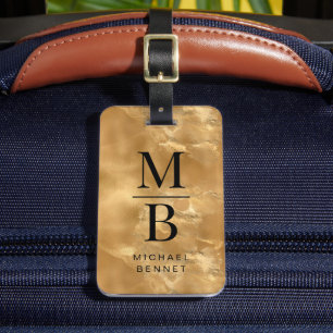 Étiquette À Bagage Élégant monogramme or