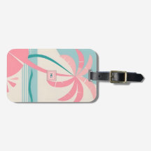 Élégant monogramme turquoise rose tropical minimal