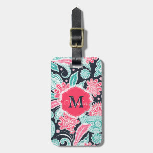 Étiquette À Bagage Elégant motif floral paisley tendance