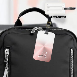 Étiquette À Bagage Élégant nom de monogramme Rose Gold Faux Metal