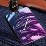 Étiquette À Bagage Élégant nom Tropical Personnalisé Monogramme | Dég<br><div class="desc">une belle étiquette à bagages avec un dégradé contemporain pour compléter l'image du palmier. Cette étiquette de bagage est fournie avec des lignes de texte personnalisé en tant que modèle. un pour votre nom. Un autre pour votre monogramme. L'envers est un design minimaliste simple de gris contemporain. Aussi, un modèle...</div>