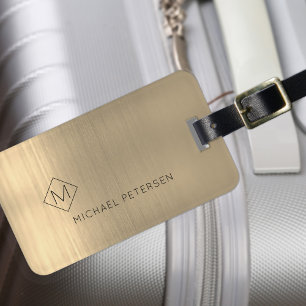 Étiquette À Bagage Élégant or monogrammed nom moderne