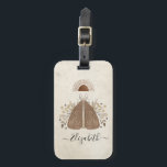 Étiquette À Bagage Elégant papillon d'aquarelle bohème<br><div class="desc">Une élégante étiquette de bagage mystique vintage de Bohème. Un beau papillon céleste avec feuillage fleuri aux couleurs de la terre. Personnalisez-le avec votre nom à l'avant de l'étiquette de bagage. Conçu pour vous par Blackberry Boulevard. Autres conceptions de mystiques papillons disponibles dans la boutique.</div>