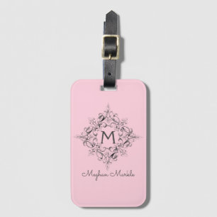 Étiquette À Bagage Élégant pastel classique monogramme