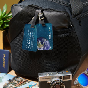 Étiquette À Bagage Élégant Planète Bleue Terre Système Solaire Espace