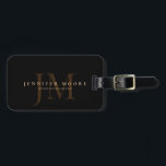Étiquette À Bagage Élégant professionnel en or noir clair Monogramme<br><div class="desc">Élégante étiquette de bagage professionnelle en or noir clair.</div>