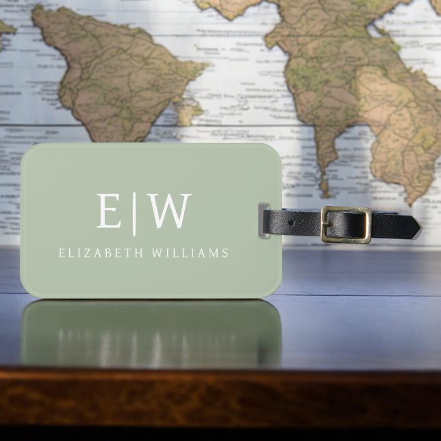 Étiquette À Bagage Élégant professionnel simple Monogramme minimalist (Créateur téléchargé)