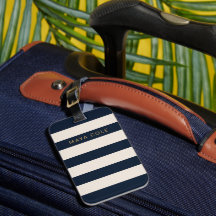 Élégant rayures bleues et crème Personnalisé