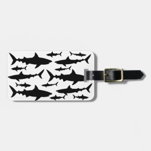 Étiquette À Bagage Elégant requin noir et blanc