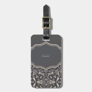 Étiquette À Bagage Élégant Romantique Noir, Personnalisé avec des Tou