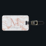 Étiquette À Bagage Élégant Rose en marbre d'or<br><div class="desc">Élégant Rose Gold Foil | Blanc marbre | Monogramme Marque à bagages avec marbre chic dans les tons or rose en cuivre rose. Facile à customiser avec votre nom,  monogramme et détails. Veuillez nous contacter à cedarandstring@gmail.com si vous avez besoin d'aide pour la conception ou les produits correspondants.</div>