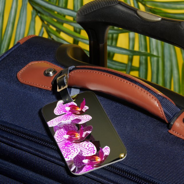 Étiquette À Bagage Élégant rose fleurs tropicales orchidées (Insitu Rectoal 1)