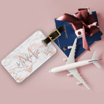 Étiquette À Bagage Elegant rose Gold Foil | White Marble | monogram<br><div class="desc">Elegant rose Gold Foil | White Marble | Monogram Luggage tag with chic marble in copper rose gold shades of pink. Easy to customize with your name,  monogram,  and details.</div>