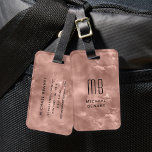 Étiquette À Bagage Élégant Rose monogramme Or Liquide Encre Texture<br><div class="desc">Élégant Rose Monogrammé Personnalisé Gold Liquid Enk Texture Balise.</div>