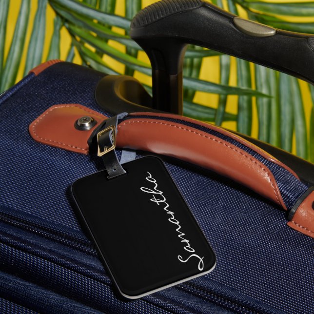 Étiquette À Bagage élégant simple moderne chic tendance monogramme no (Insitu Rectoal 1)