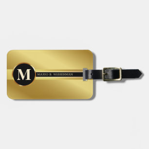 Étiquette À Bagage Élégant Style Exécutif - Gold Metal Nom monogramme