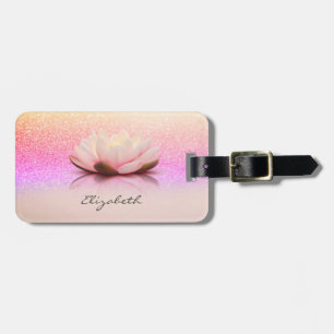 Étiquette À Bagage Élégant Tendance Féminin, Lotus Paillettes Bokeh