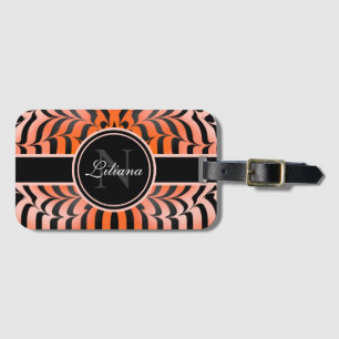Étiquette À Bagage Elégante esthétique Peau de tigre orange et noir
