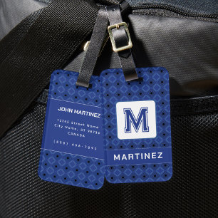 Étiquette À Bagage Élégante étiquette de bagage bleu gris pour homme