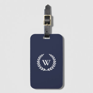 Étiquette À Bagage Élégante étiquette de bagage bleu monogramme class