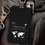 Étiquette À Bagage élégante étiquette de bagage personnalisée en noir<br><div class="desc">Identificateur de bagages. Marque noire avec nom</div>
