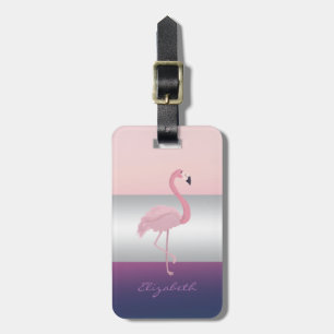 Étiquette À Bagage Élégante girly moderne, flamant rose
