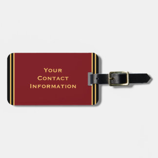 Étiquette À Bagage Elégante Gold Personnalisée Bande Bourgogne Rouge 
