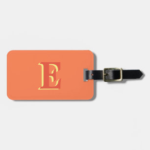 Étiquette À Bagage Élégante Lettre initiale 3D rouge orange Corail